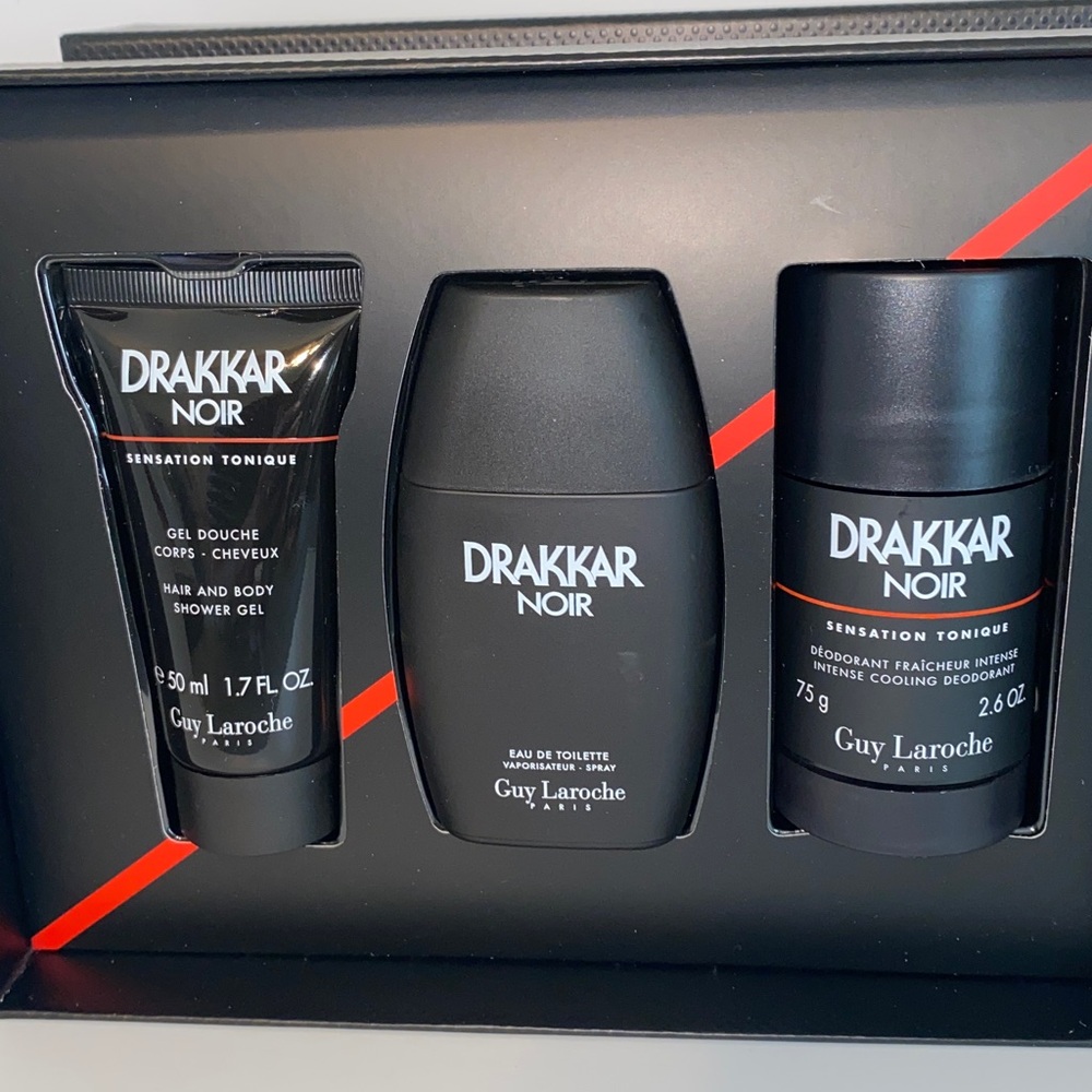 Guy Laroche Drakkar Noir Men’s Grooming 3 Piece Set Beautiful Black Box Gift Set - Picture 3 of 7